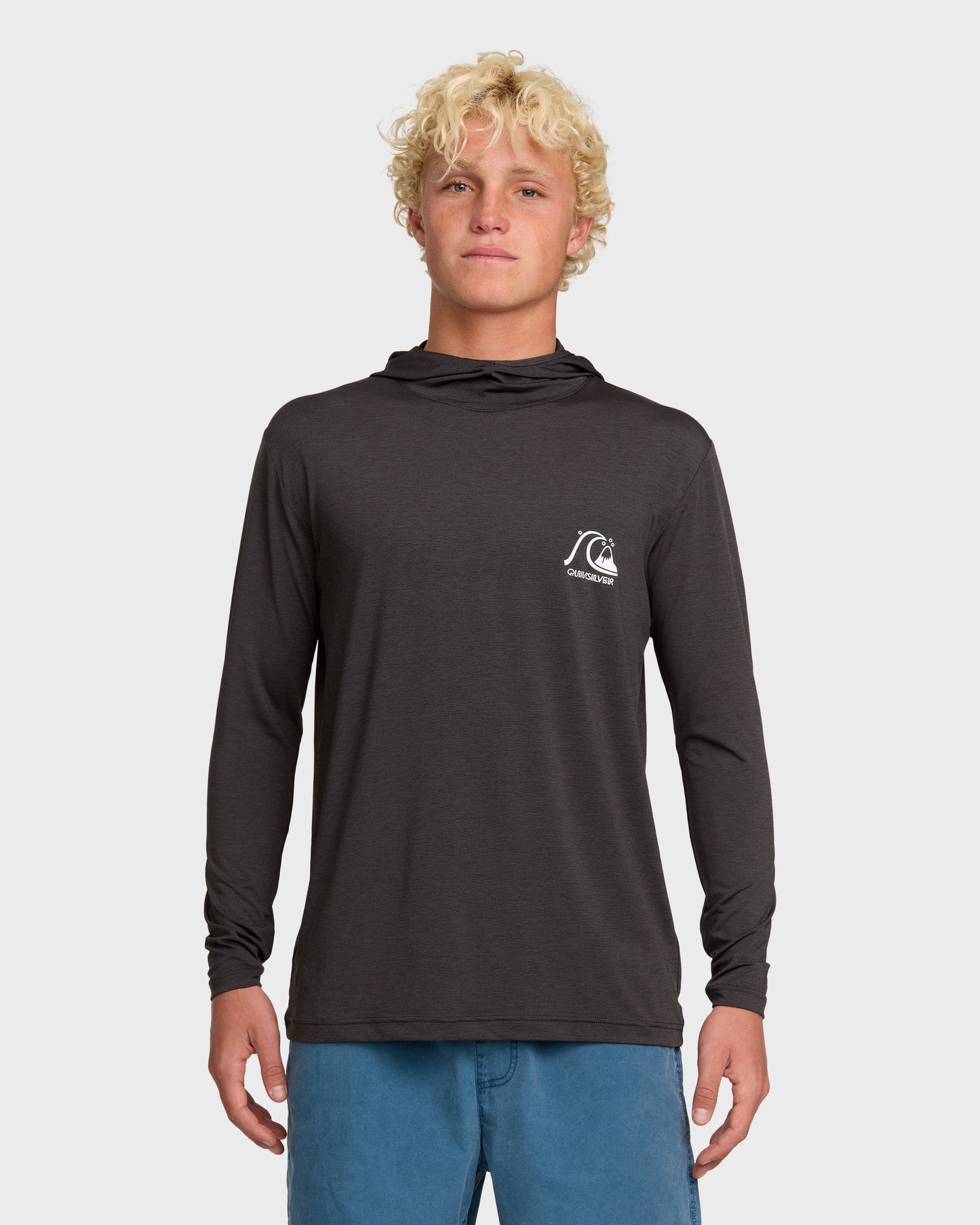 DNA Logo Surf Hood Long Sleeve Surf Tee - Phantom Heather