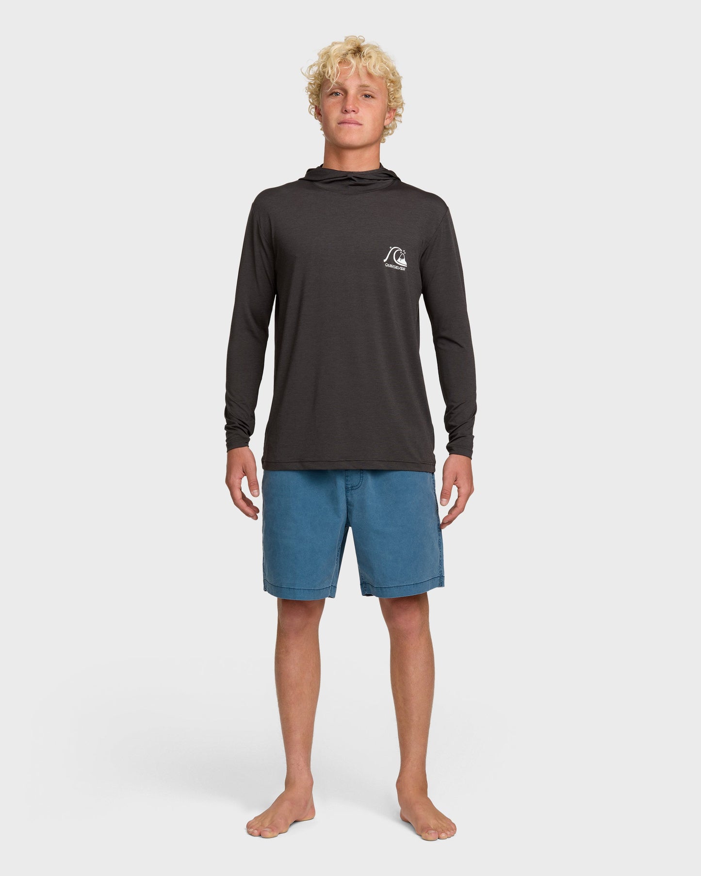 DNA Logo Surf Hood Long Sleeve Surf Tee - Phantom Heather