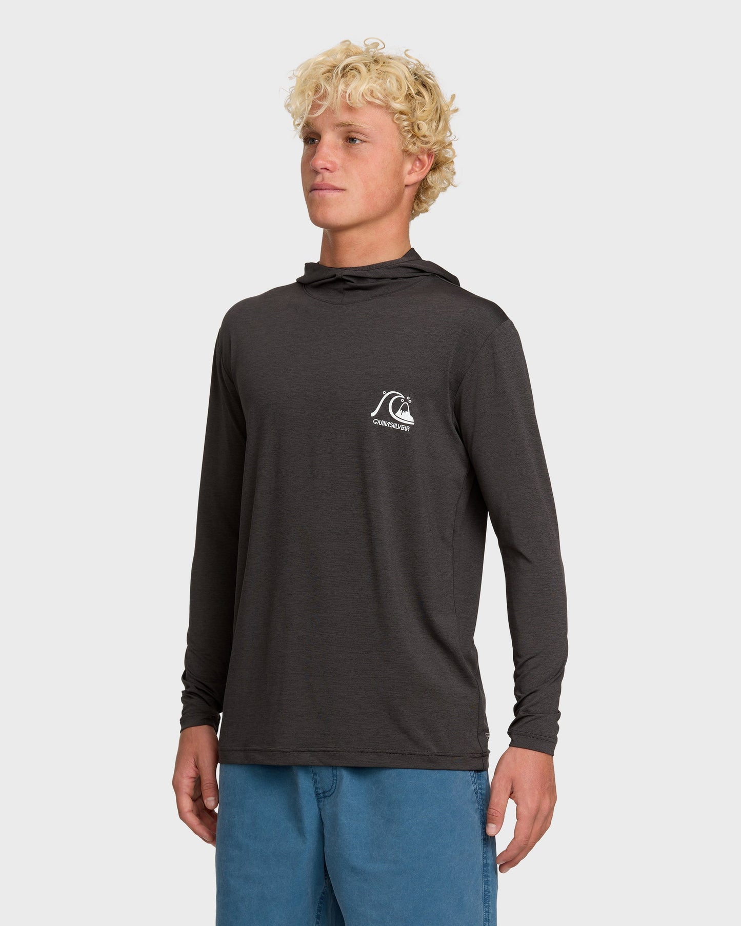 DNA Logo Surf Hood Long Sleeve Surf Tee - Phantom Heather