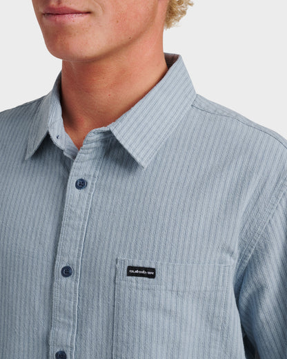 Oxford Stripe Classic Short Sleeve Shirt - Ashley Blue