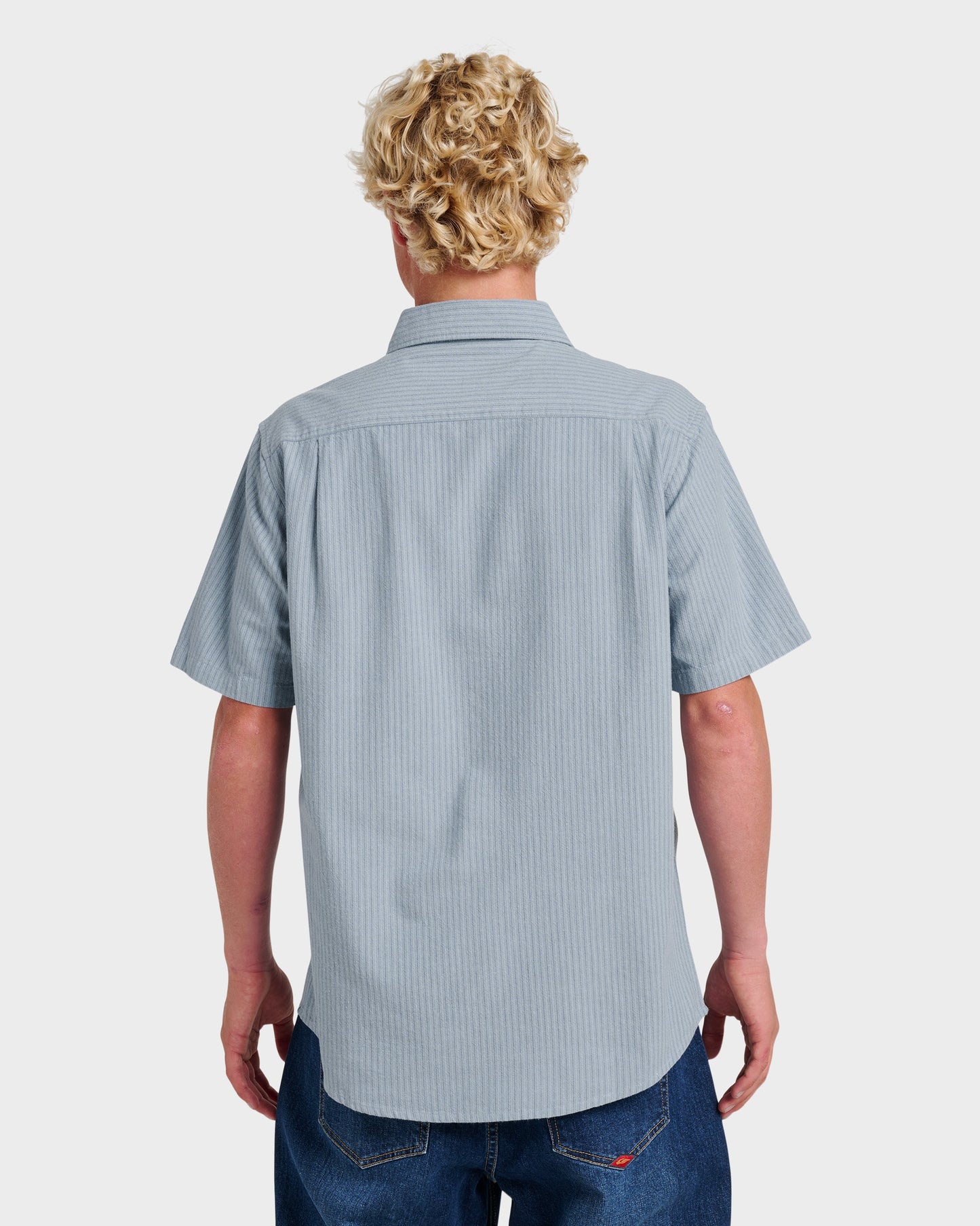 Oxford Stripe Classic Short Sleeve Shirt - Ashley Blue