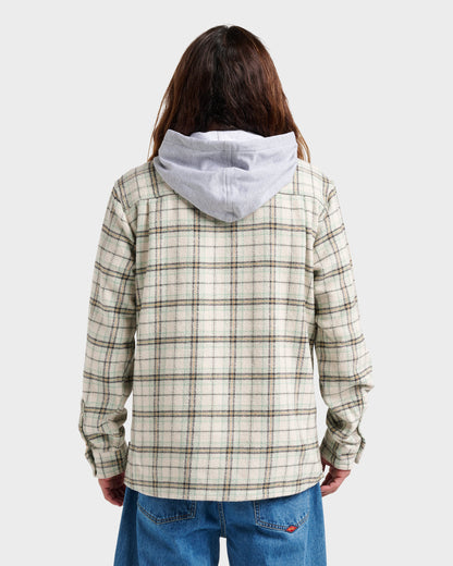 Sandbar Hooded Flannel Shirt - Silver Birch