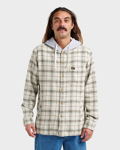 Sandbar Hooded Flannel Shirt - Silver Birch