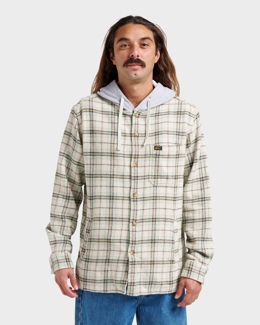 Sandbar Hooded Flannel Shirt - Silver Birch