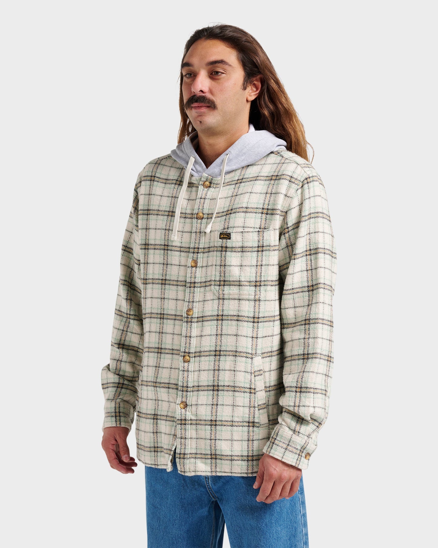 Sandbar Hooded Flannel Shirt - Silver Birch