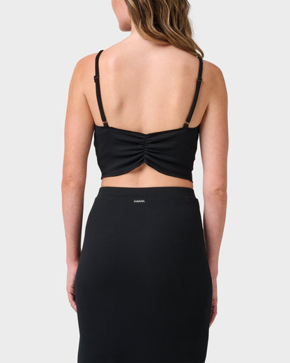 Rhea Solid Cropped Rib Tank