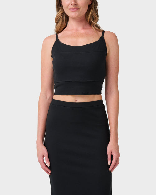 Rhea Solid Cropped Rib Tank