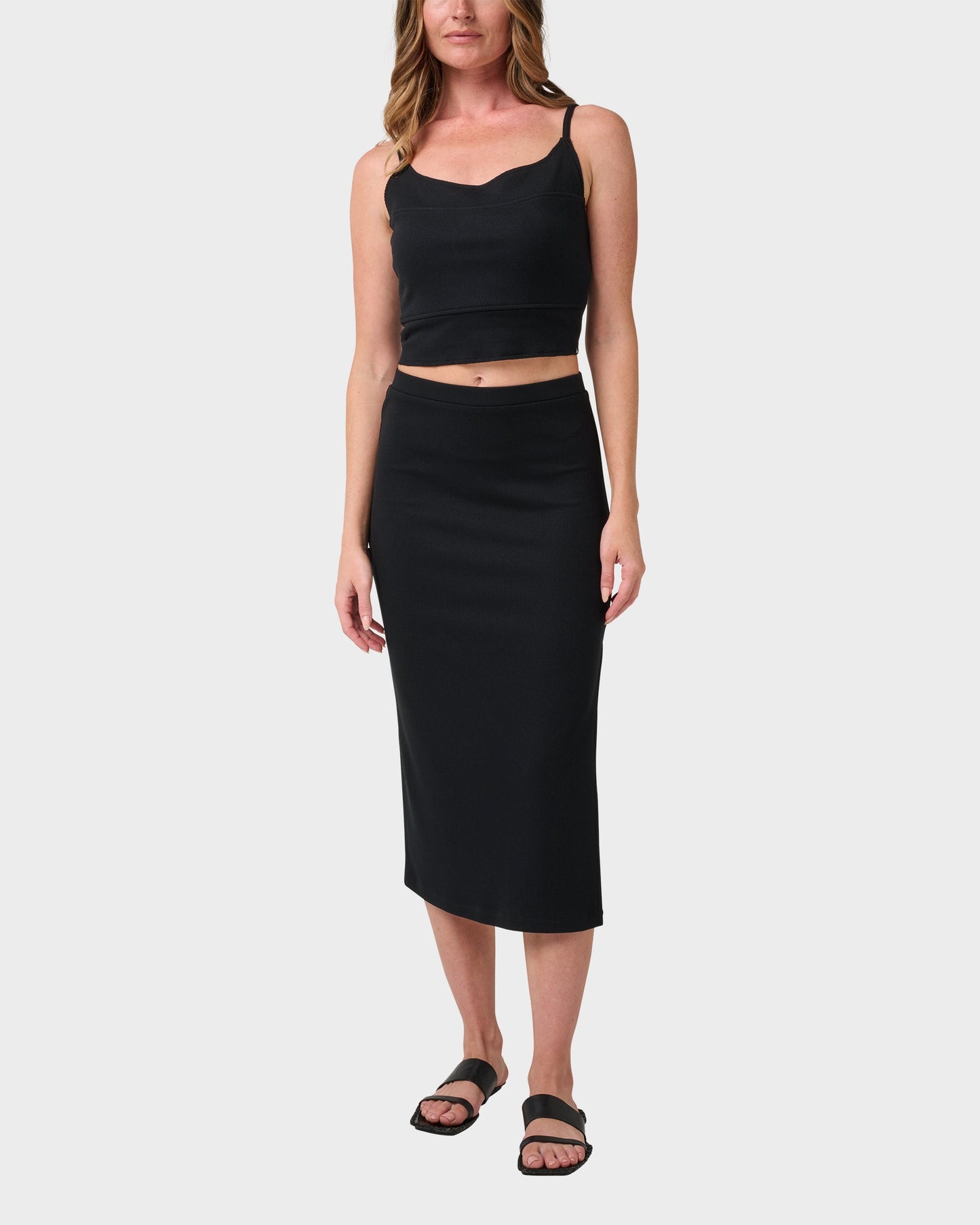 Rhea Solid Cropped Rib Tank