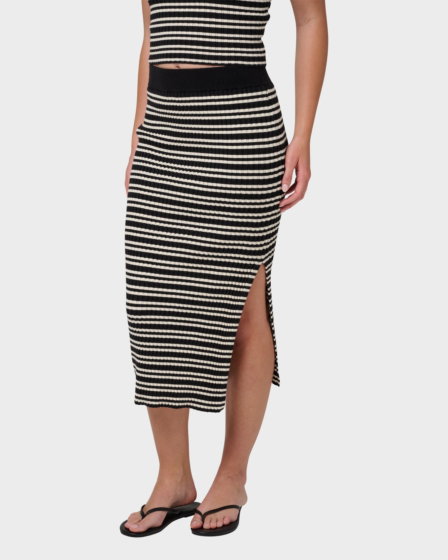 Cora Bay Yarn Dyed Stripe Sweater Midi Skirt