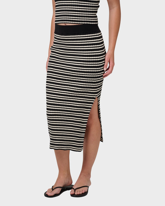 Cora Bay Yarn Dyed Stripe Sweater Midi Skirt