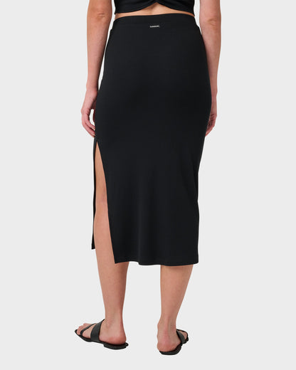 Cora Bay Solid Ribbed Midi Skirt