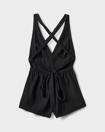 Tezza Solid Textured Tie Romper