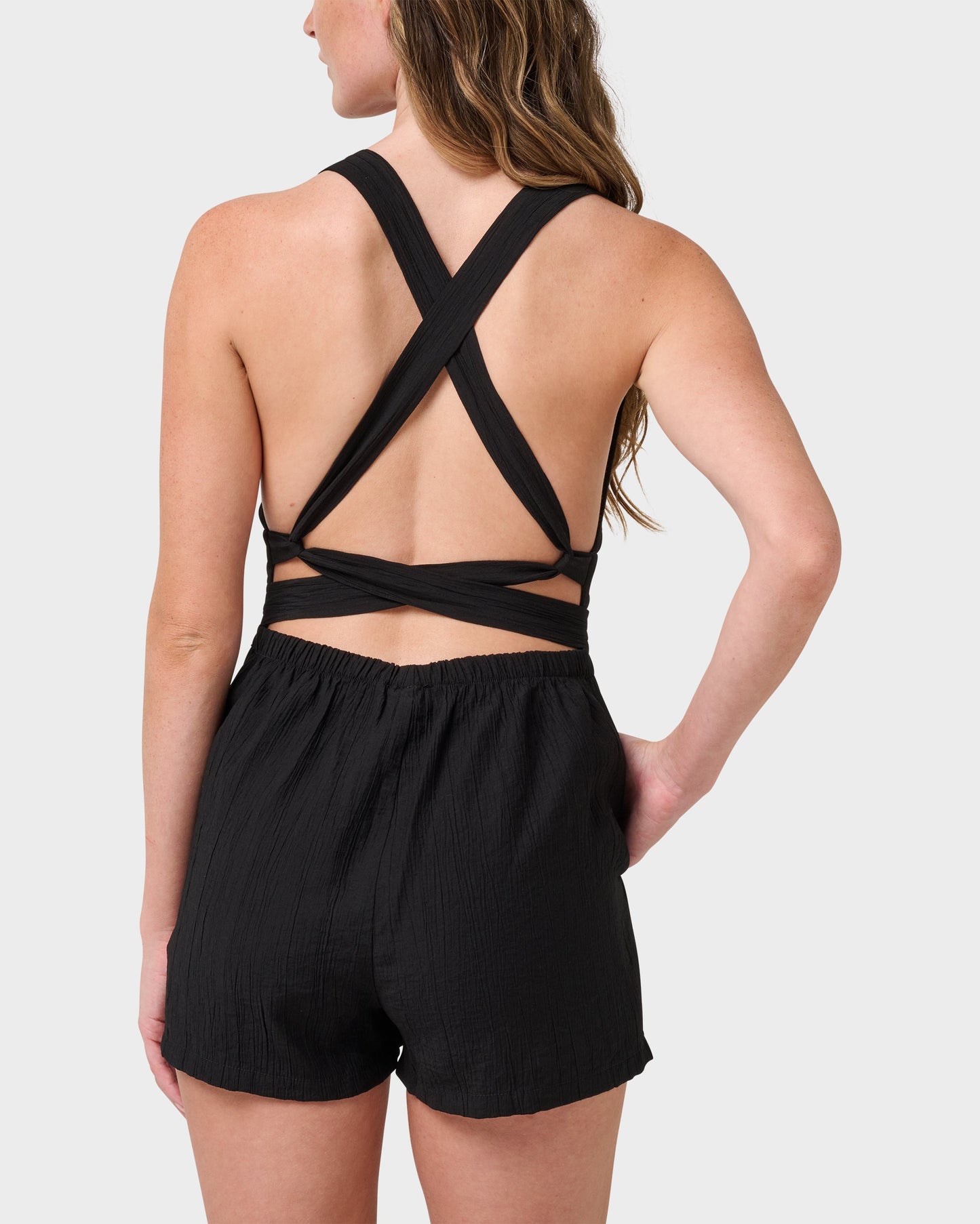 Tezza Solid Textured Tie Romper