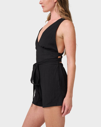 Tezza Solid Textured Tie Romper