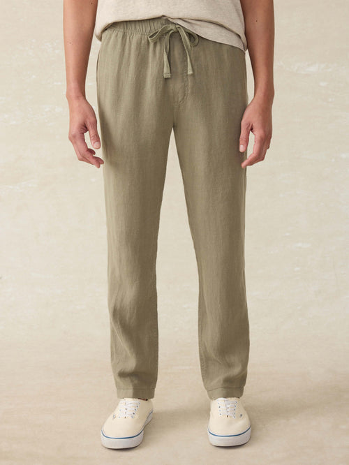 Linen Drawstring Pant - Canyon Olive