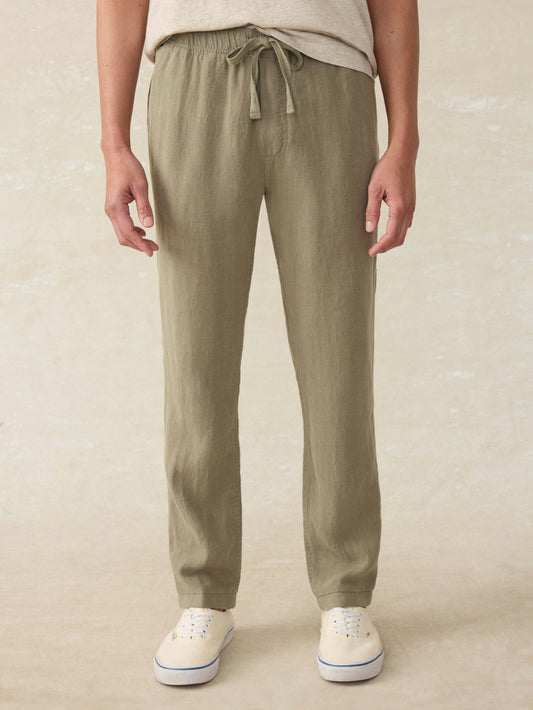 Linen Drawstring Pant - Canyon Olive