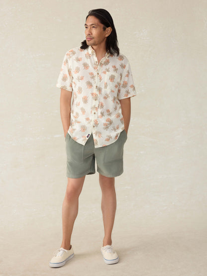 Short-Sleeve Breeze Shirt (Tall) - Sunlit Palm and Waves
