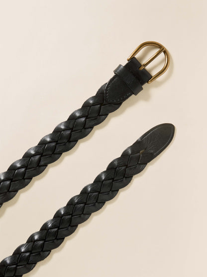 Downtown Braided Leather Belt - Black