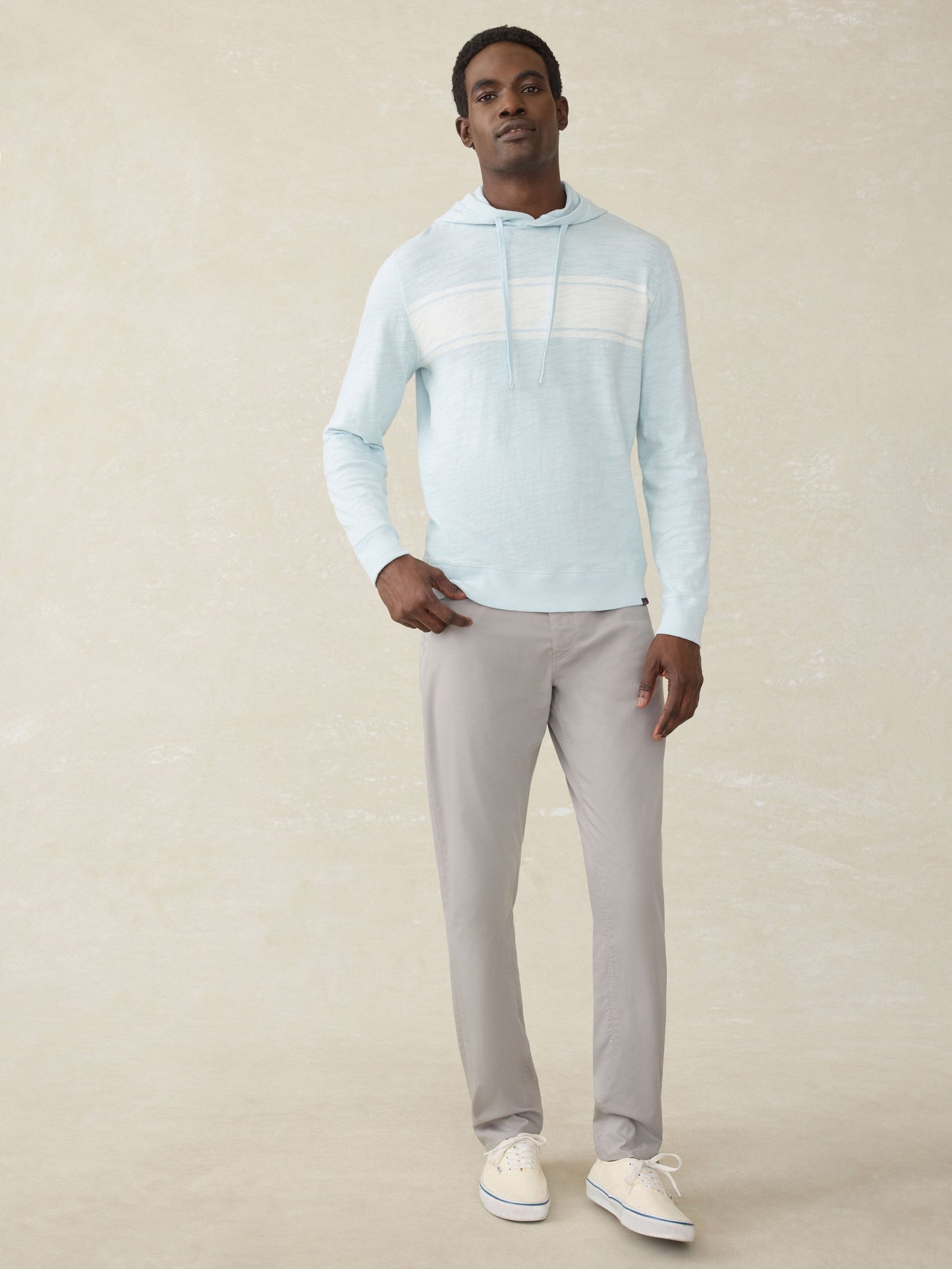 Sunwashed Slub Hoodie - Sky Surf Stripe