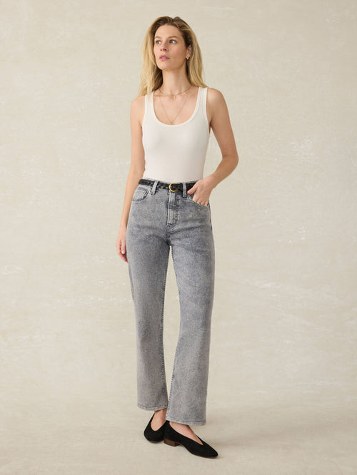 Slim Straight Sunwashed Denim - Washed Black