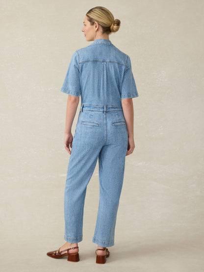 Denim Michelle Short-Sleeve Jumpsuit - Cloudlight Wash