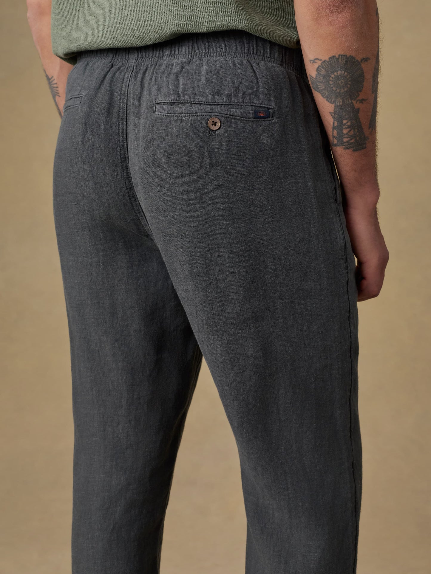 Linen Drawstring Pant - Washed Black