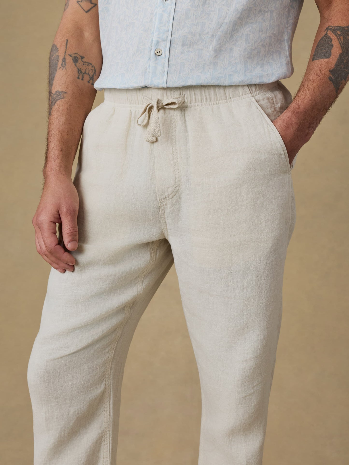 Linen Drawstring Pant - Weathered Sand