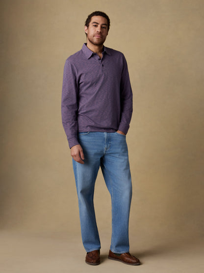 Long-Sleeve Sunwashed T-Shirt Polo - Dune Stripe Nightfall