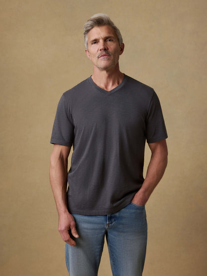 Short-Sleeve Sunwashed V-Neck Tee - Graphite