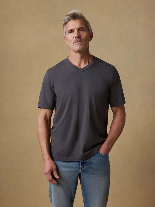 Short-Sleeve Sunwashed V-Neck Tee - Graphite
