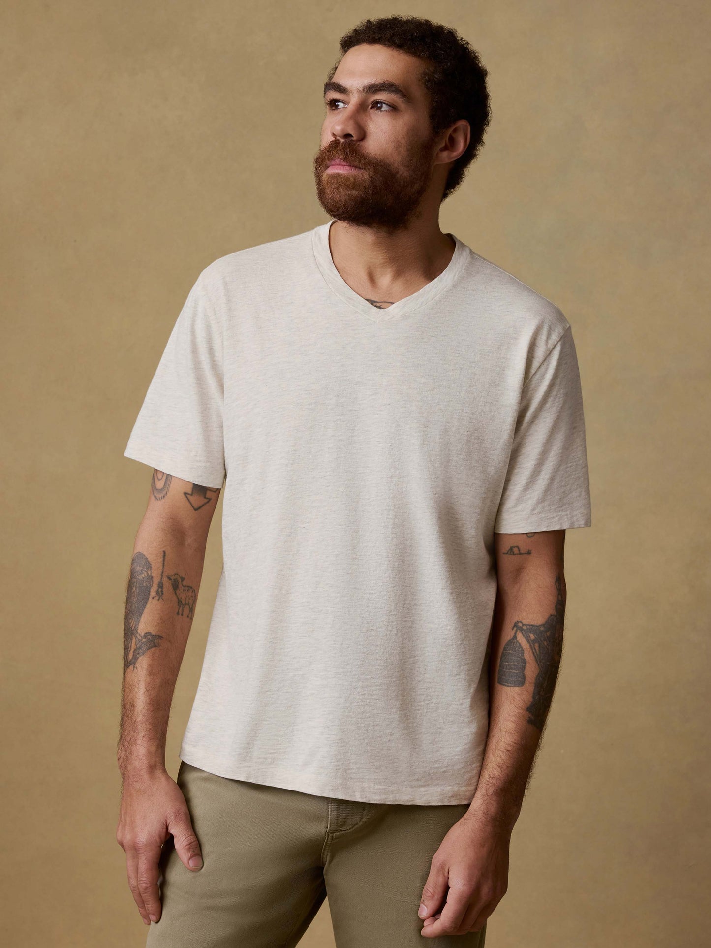 Short-Sleeve Sunwashed V-Neck Tee - Island Dune Heather