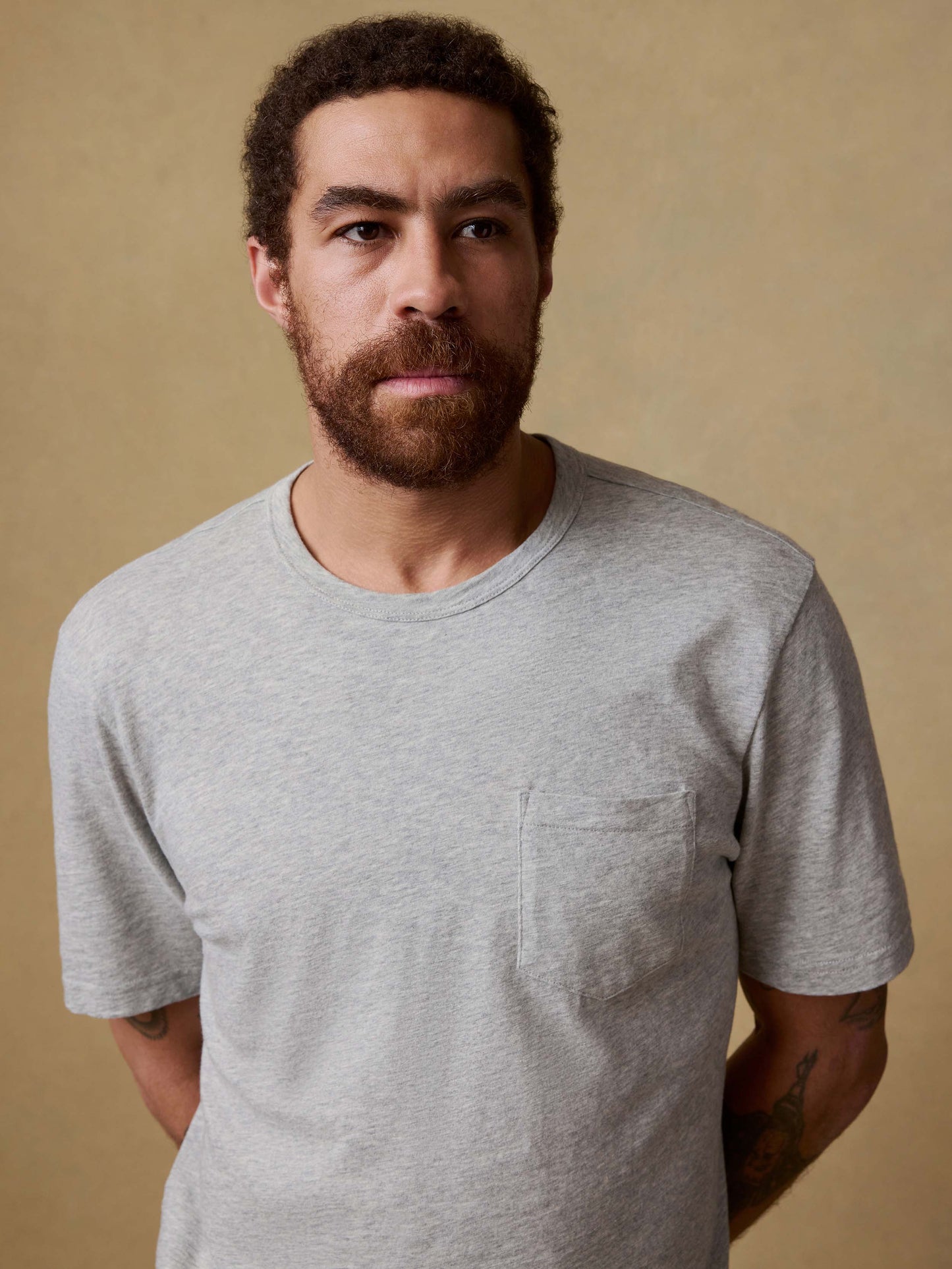 Sunwashed Regenerative Pocket Tee - Granite Heather