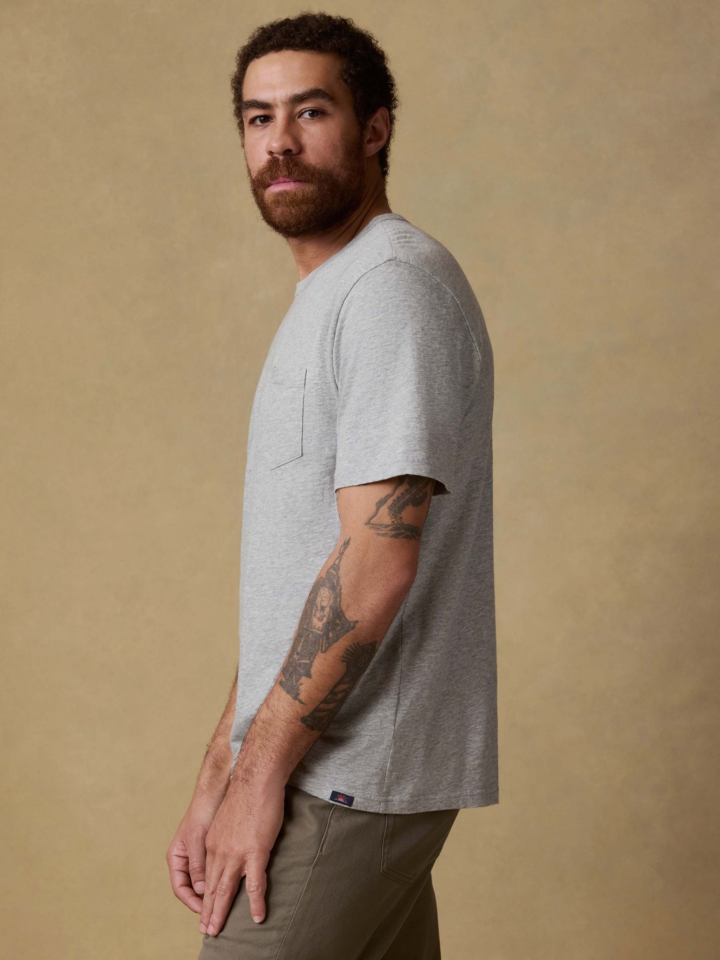 Sunwashed Regenerative Pocket Tee - Granite Heather