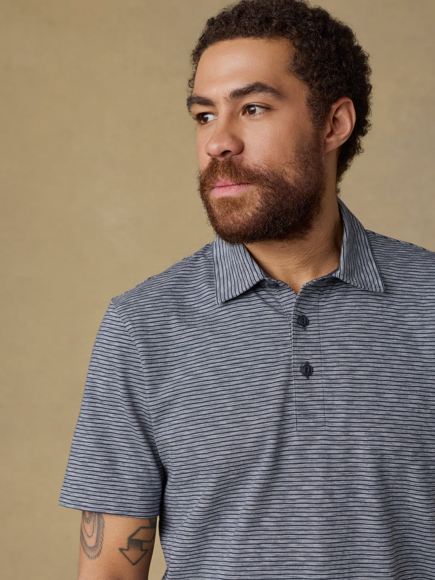 Sunwashed T-Shirt Polo - Dune Stripe Navy