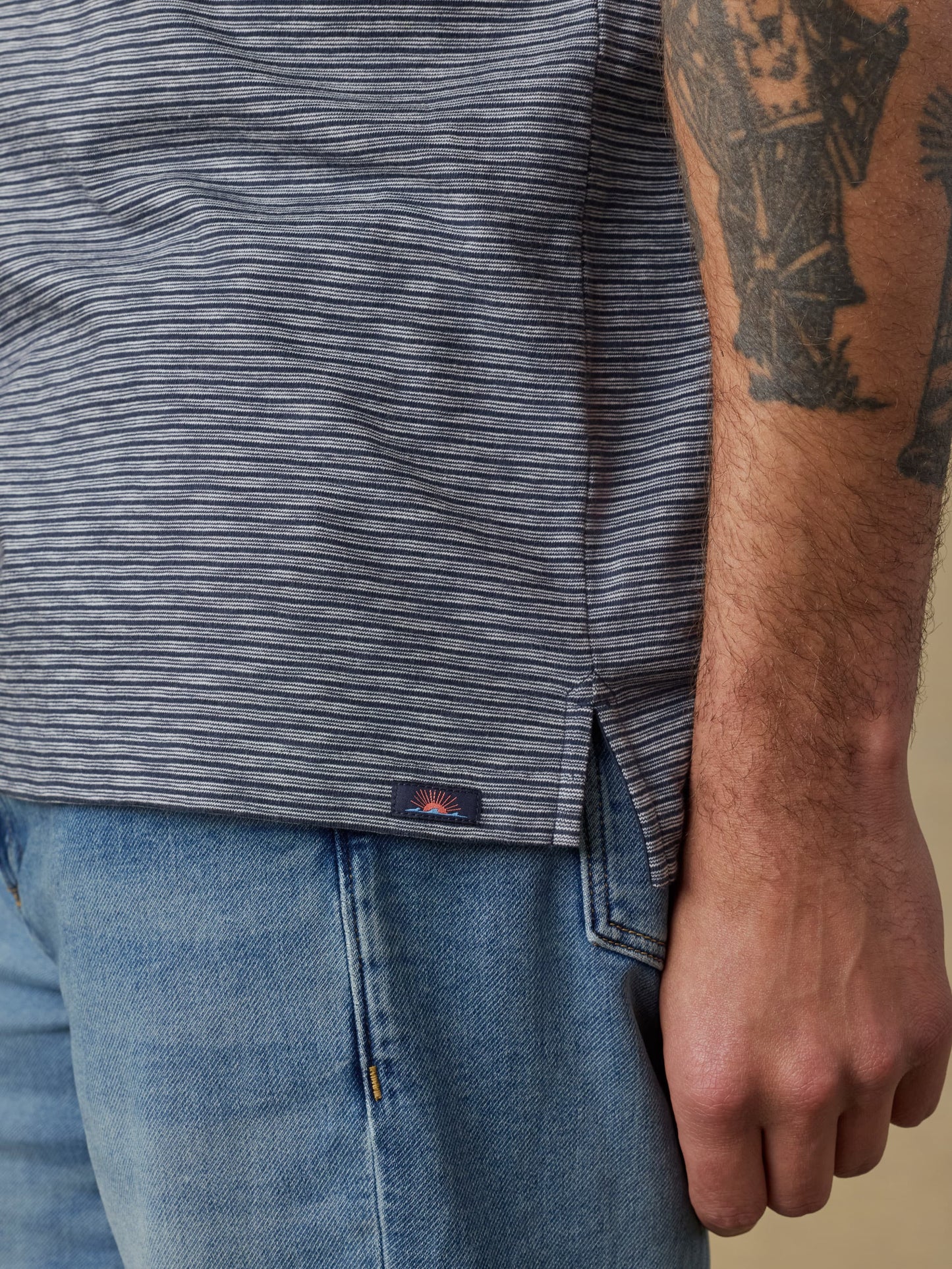 Sunwashed T-Shirt Polo - Dune Stripe Navy