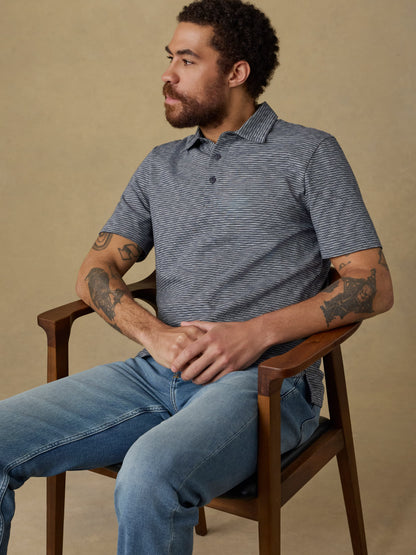 Sunwashed T-Shirt Polo - Dune Stripe Navy