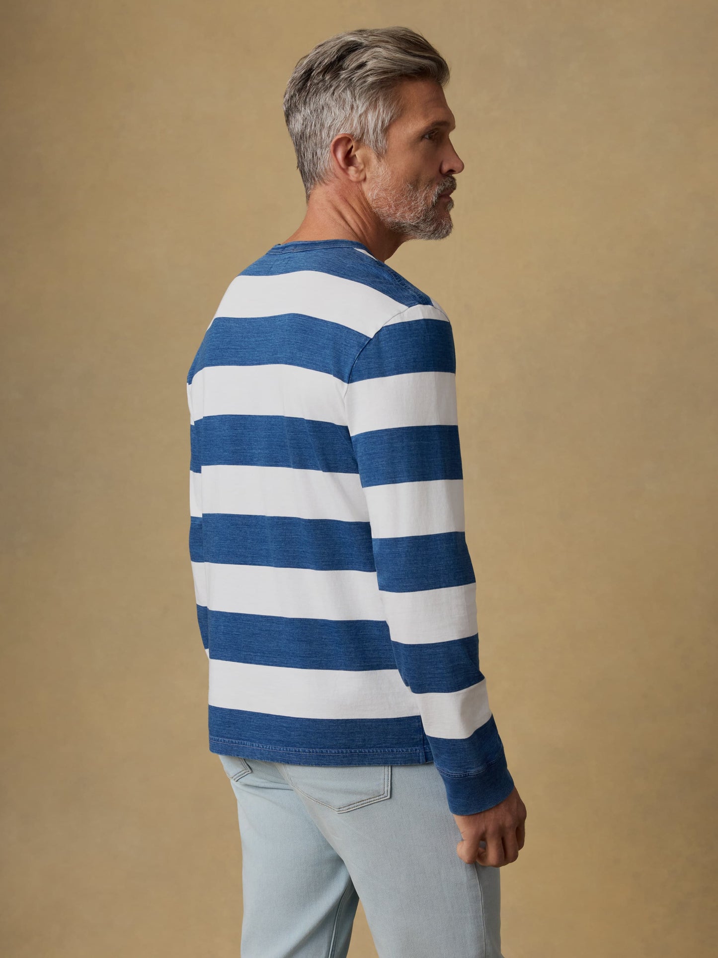 Long-Sleeve Indigo Tee - Indigo Marine Stripe