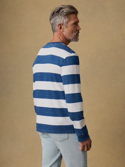 Long-Sleeve Indigo Tee - Indigo Marine Stripe