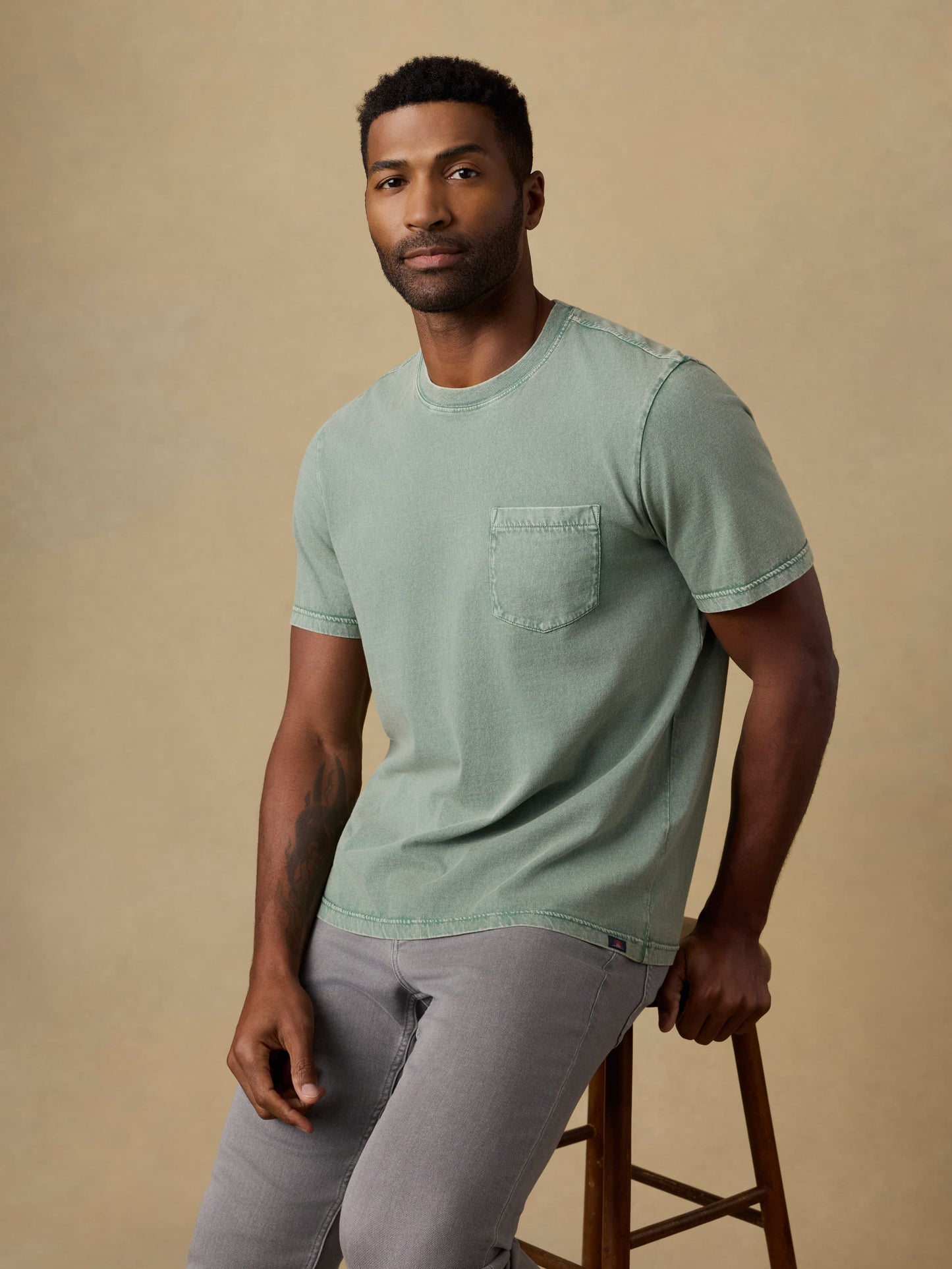 Short-Sleeve Recycled Cotton Tee - Coastal Sage