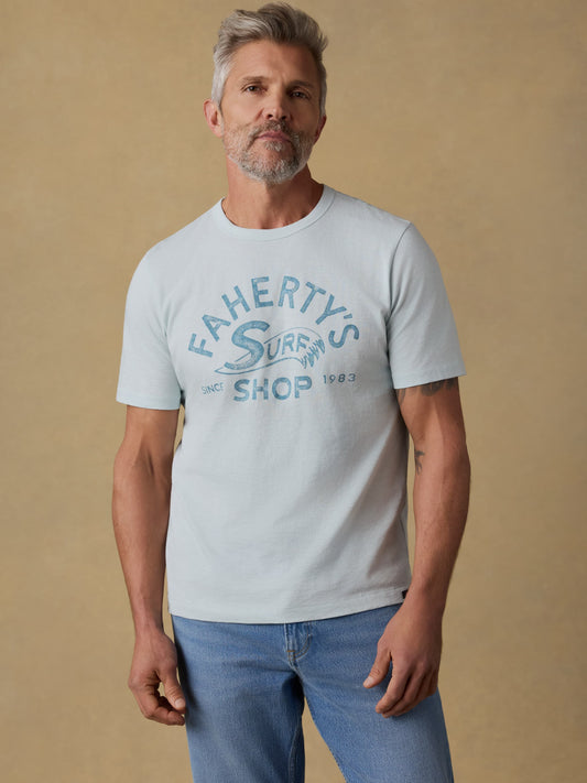 Surf Shop Sunwashed Regenerative Tee - Sky