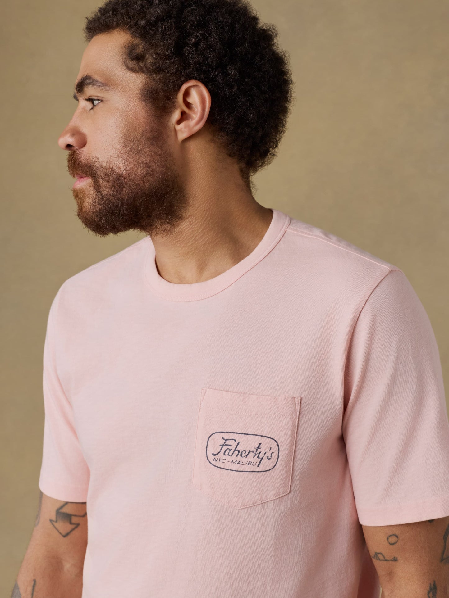 Surf Shop Sunwashed Regenerative Pocket Tee - Pink Sand