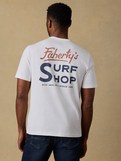 Surf Shop Sunwashed Regenerative Pocket Tee - White