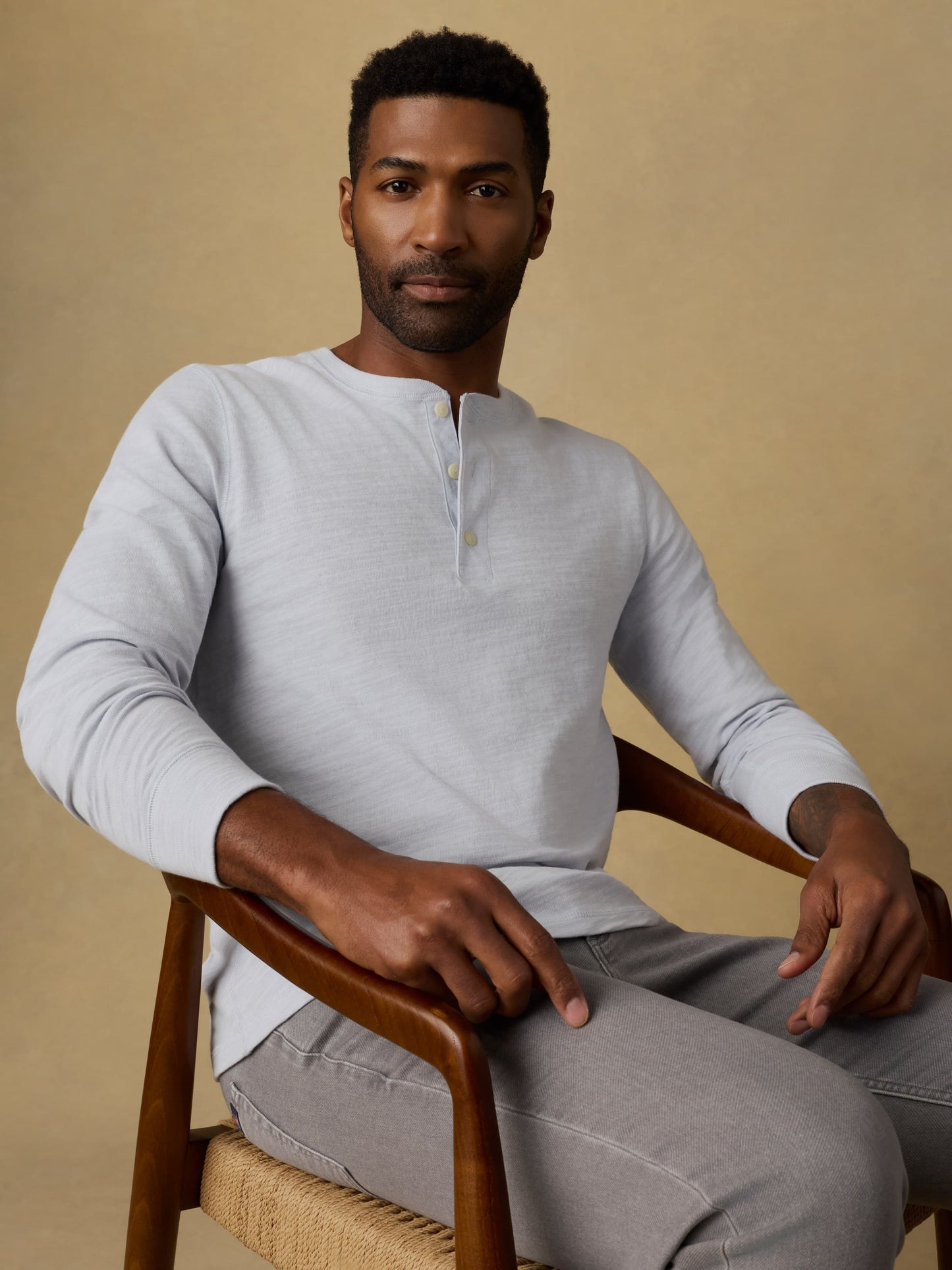 Sunwashed Organic Henley - Coastal Breeze