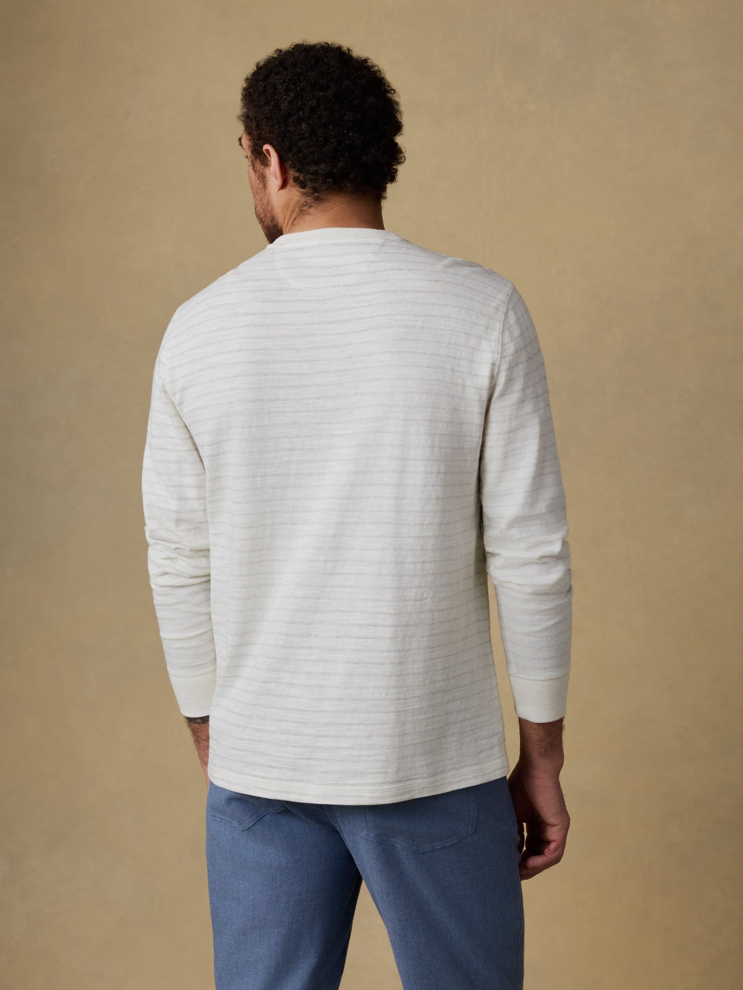 Sunwashed Organic Henley - Ivory Rock Stripe