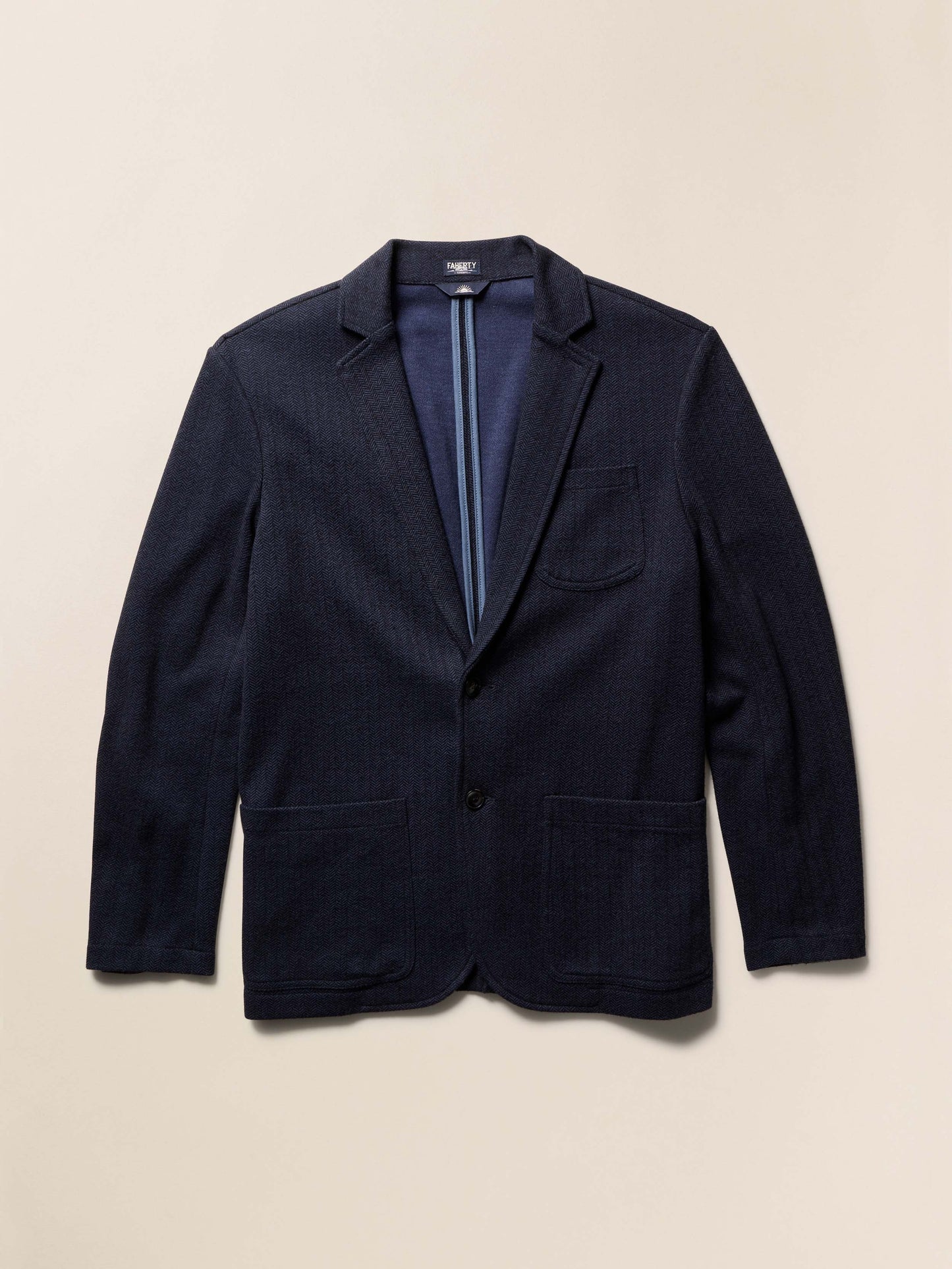 Inlet Knit Tweed Blazer - Navy Twilight Herringbone