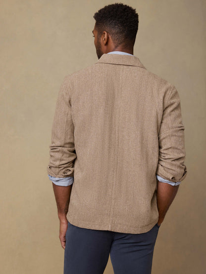 Herringbone Studio Jacket - Khaki Herringbone
