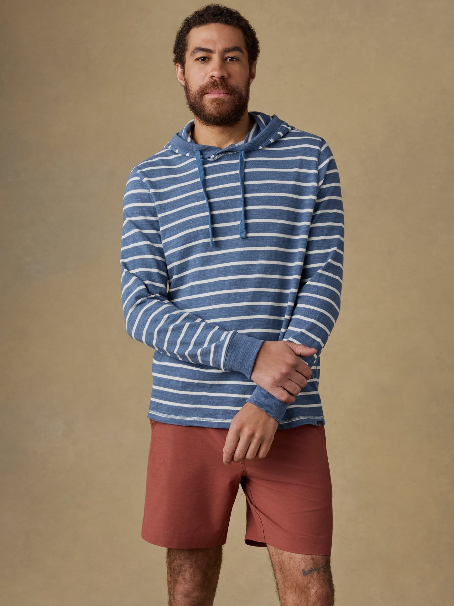 Sunwashed Organic Hoodie - Breaker Blue Breton Stripe