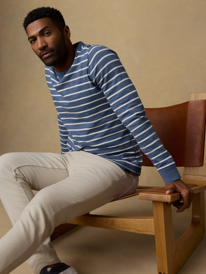 Sunwashed Organic Crew - Breaker Blue Breton Stripe