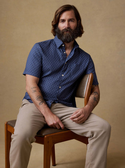 Short-Sleeve Movement™ Monterey Shirt - Navy Dusk Diamond