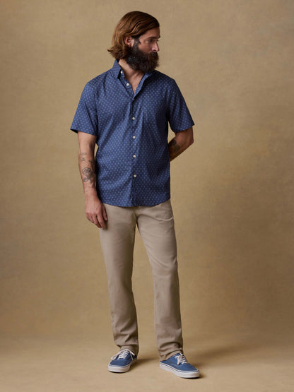 Short-Sleeve Movement™ Monterey Shirt - Navy Dusk Diamond
